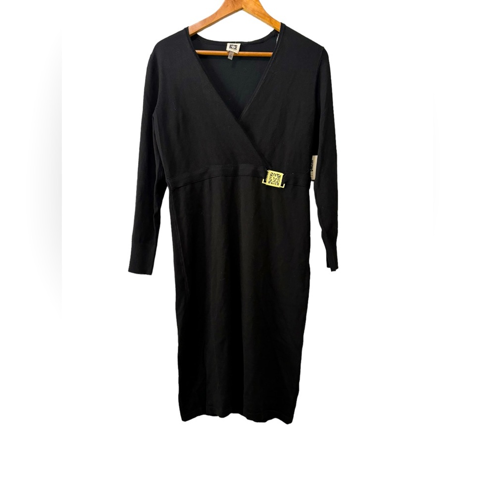 Anne Klein Long Sleeve Sweater Dress NWT Womens  Size Small Gold Buckle‎ Detail